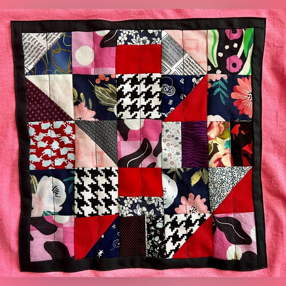 Neon Pink Bright Patchwork Crop Tee - Picture 6 of 16